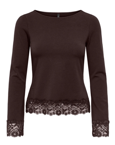 Only - ONLLive Love O-Neck Lace Top - Chocolate Torte